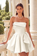 Marigold Strapless Satin Mini Homecoming Dress