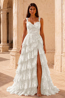 Valeria Lace Tiered Corset Prom Gown