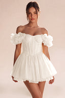 Melody Off Shoulder Ruffle Tulle Mini Dress