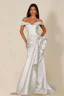 Aurora Textured Metallic Mermaid Evening Party Dress