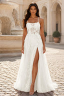 Rosalind Spaghetti Strap Floral Tulle Prom Gown