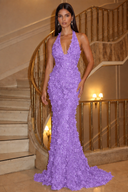 Aurora 3D Floral Halter Mermaid Gown