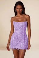 Aurora Beaded Fringe Strapless Corset Mini Party Dress