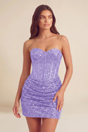 Cleopatra Sequin Strapless Corset Mini Party Dress
