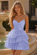 Seraphina Lace Tiered Ruffle Homecoming Dress