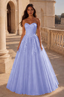 Liora Glitter Tulle Strapless Prom Gown