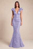 Cleopatra Deep V-Neck Ruched Mermaid Evening Gowns