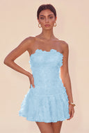 Seraphina 3D Floral Strapless Ruffle Mini Dress