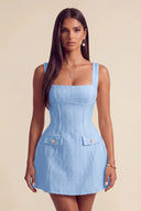 Thea Tweed Corset Square Neck Mini Party Dress