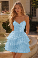Seraphina Lace Tiered Ruffle Homecoming Dress