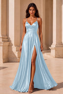 Clara Satin Spaghetti Strap Prom Dress