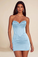 Athena Strapless Satin Corset Mini Dress
