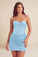 Cleopatra Sequin Strapless Corset Mini Party Dress