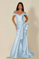 Aurora Textured Metallic Mermaid Evening Party Dress