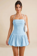 Hattie Halter Ruched Bubble Hem Mini Dress