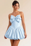 Primrose Bow Strapless Corset Bubble Mini Dress