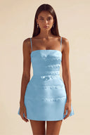 Ivy Satin Tiered Lace Mini Dress