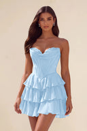 Ivy Strapless Corset Tiered Ruffle Mini Dress