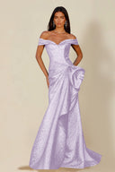 Aurora Textured Metallic Mermaid Evening Party Dress