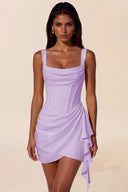 Liora Cowl Neck Corset Asymmetrical Mini Dress