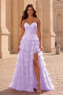 Cassiopeia Strapless Tiered Chiffon Prom Dress