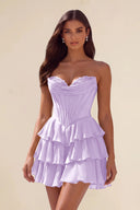 Ivy Strapless Corset Tiered Ruffle Mini Dress