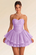 Seraphina Sequin Layered Tulle Mini Dress