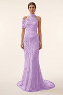 Lucinda High‑Neck Beaded Mermaid Gown