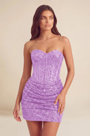 Cleopatra Sequin Strapless Corset Mini Party Dress