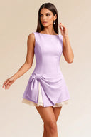 Loveland Boat Neck Bow Mini Dress