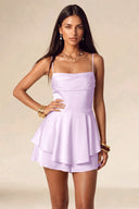 Seraphina Satin Layered Mini Homecoming Dress