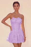 Seraphina 3D Floral Strapless Ruffle Mini Dress
