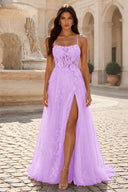 Rosalind Spaghetti Strap Floral Tulle Prom Gown