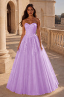 Liora Glitter Tulle Strapless Prom Gown