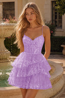 Seraphina Lace Tiered Ruffle Homecoming Dress