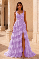 Valeria Lace Tiered Corset Prom Gown