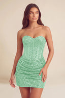 Cleopatra Sequin Strapless Corset Mini Party Dress