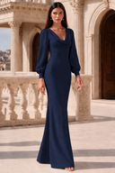 Liliana Chiffon Cowl Neck Puff Sleeve Bridesmaid Dress