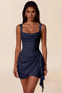 Liora Cowl Neck Corset Asymmetrical Mini Dress