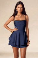 Seraphina Satin Layered Mini Homecoming Dress