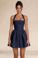Celestina Jacquard Halter Corset Mini Dress
