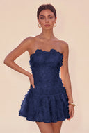 Seraphina 3D Floral Strapless Ruffle Mini Dress