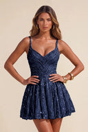 Piper Sequin A-line Mini Homecoming Dress