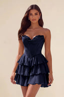 Ivy Strapless Corset Tiered Ruffle Mini Dress