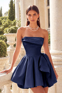 Marigold Strapless Satin Mini Homecoming Dress