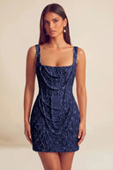 Valeria Square Neck Beaded Lace Mini Dress