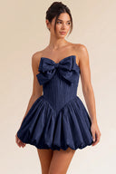 Primrose Bow Strapless Corset Bubble Mini Dress