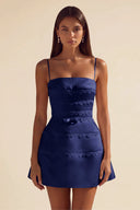 Ivy Satin Tiered Lace Mini Dress
