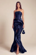 Celestia Mermaid Ruffle High Front Slit Maxi Dress