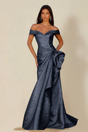 Aurora Textured Metallic Mermaid Evening Party Dress